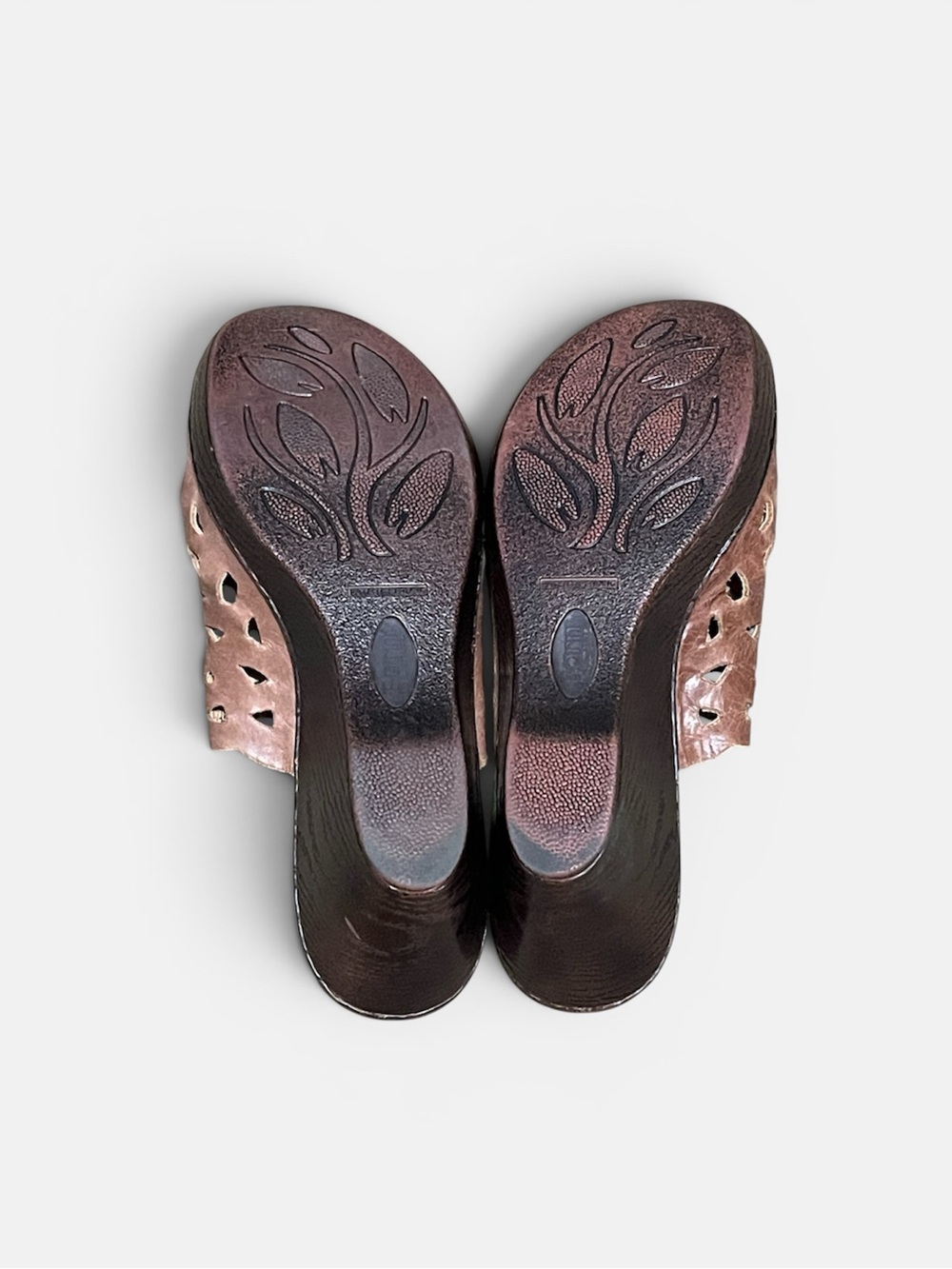Børn Leather Laser Cut Wedge Slide Sandals Boho Comfort Size 8 - Picture 9 of 9